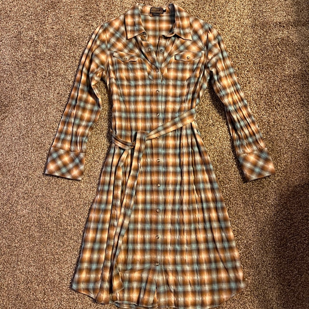 Plaid Button-Up Dress - Picture 1 of 10